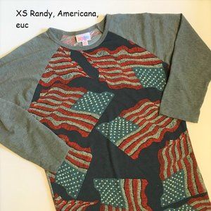 XS Lularoe Randy unisex top, American flags